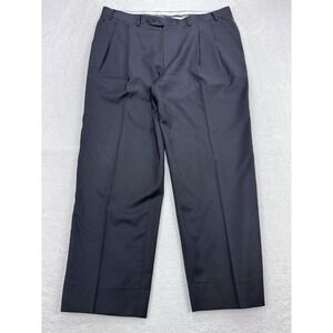 Canali Tessuto Dress Pants Mens 37 Black Pleated 100%‎ Wool Made in Italy
